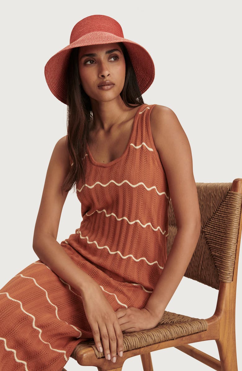Varley Yuna Scallop Knit Dress, Alternate, color, Caramel Clay / Anise Flower