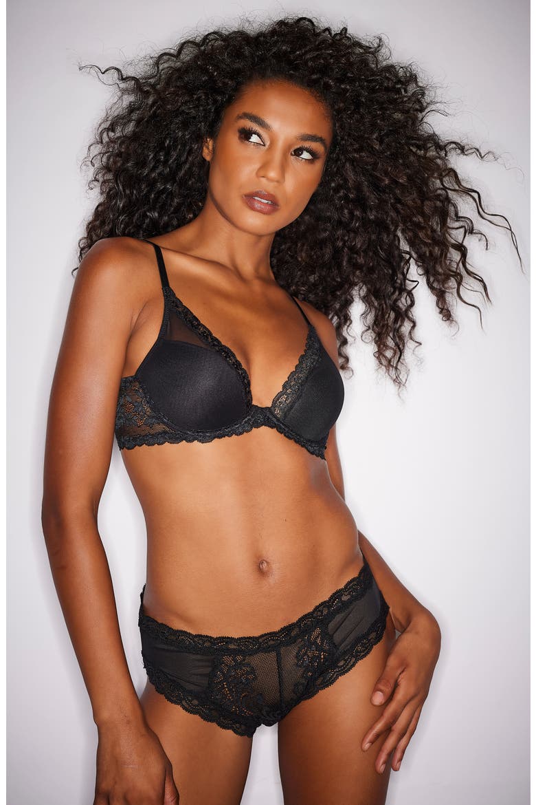 Luxe Plunge T-Shirt Bra, Alternate, color, BLACK