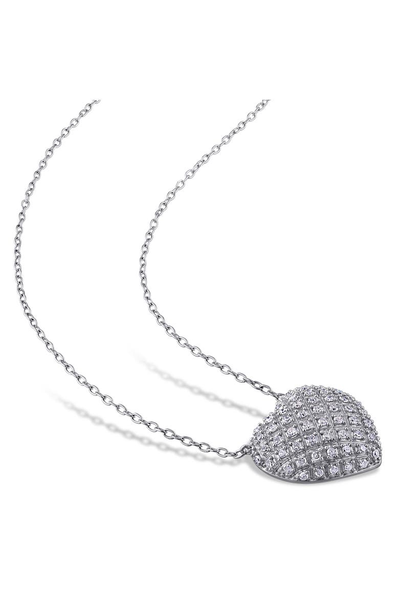 Diamond Clustered Heart Necklace, Alternate, color, Sterling Silver