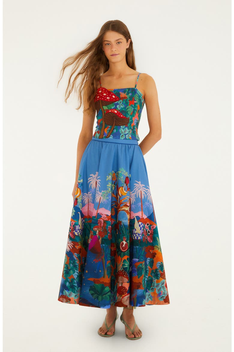 Dream Landscape Organic Cotton Maxi Skirt, Alternate, color, MULTICOLOR