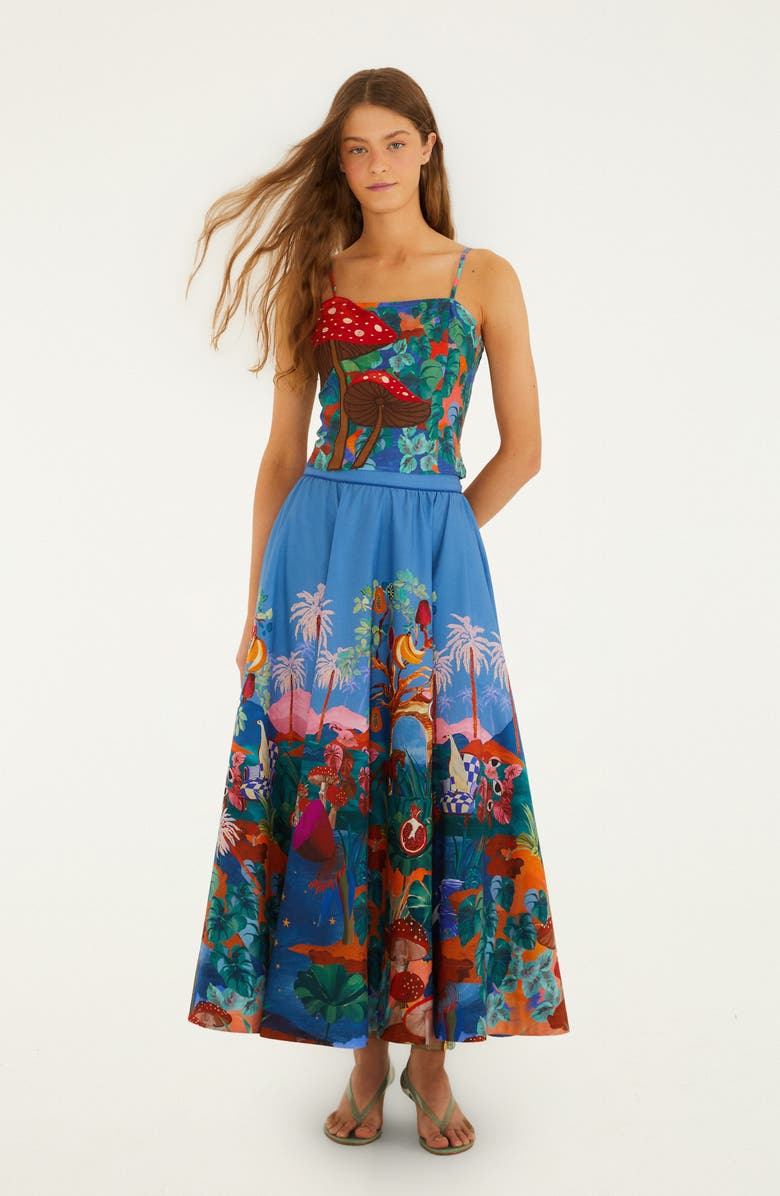 FARM Rio Dream Landscape Organic Cotton Maxi Skirt, Alternate, color, Multicolor