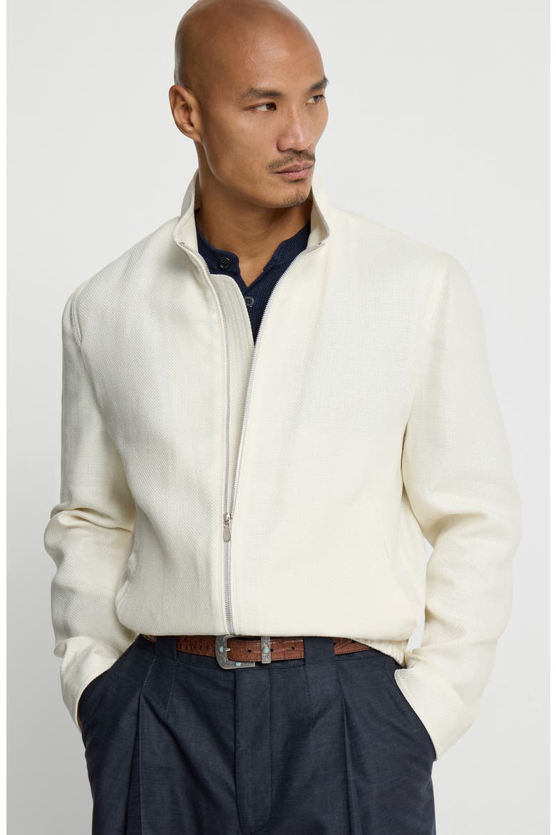 Outerwear jacket with stand collar, Alternate, color, Off-White