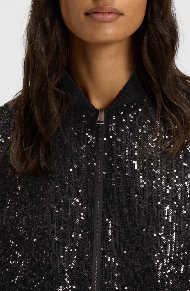 BOSS Orange Jilloi Sequin Bomber Jacket, Alternate, color, Black