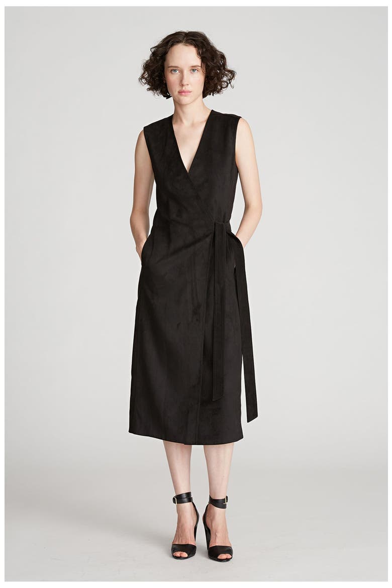 Paulina Dress In Ultrasuede, Main, color, Black