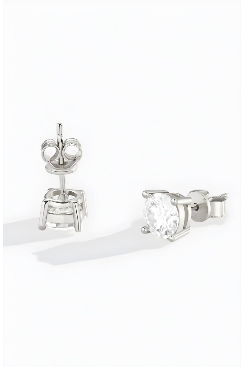 Classic Moissanite Stud Earrings, Alternate, color, Silver