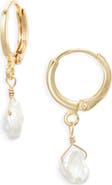 Kiara by Ki-ele Thalia Keshi Pearl Drop Huggie Hoop Earrings