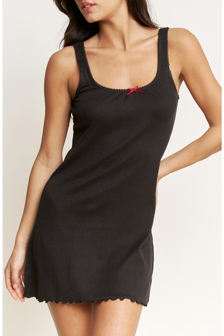 Blissful Pointelle Chemise, Main, color, BLACK