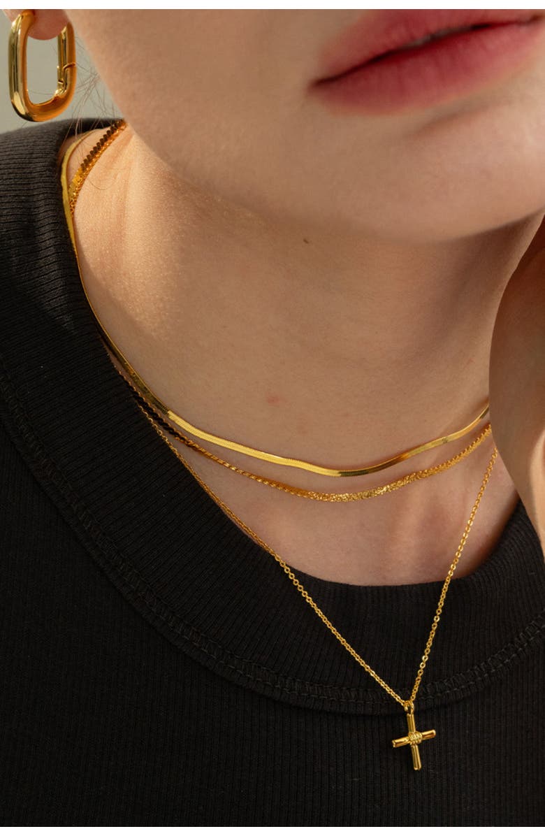 Bearfruit Jewelry Sterling Silver 18k Gold Plated Caroline Necklace Dainty Minimalist, Alternate, color, Gold