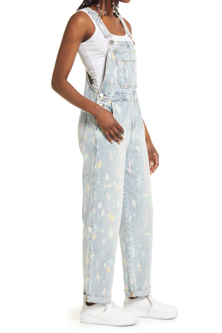 Cristina Martinez Cotton Denim Overalls, Alternate, color, BLUE PAINTBRUSH STROKES