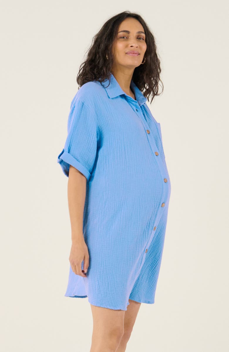 Cache Coeur Bertille maternity and nursing beach dress, Alternate, color, Blue