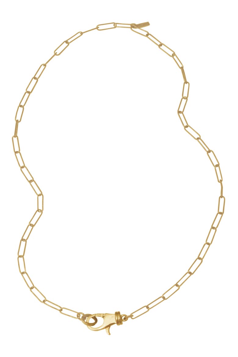 Paperclip Chain Lock Necklace, Main, color, GOLD