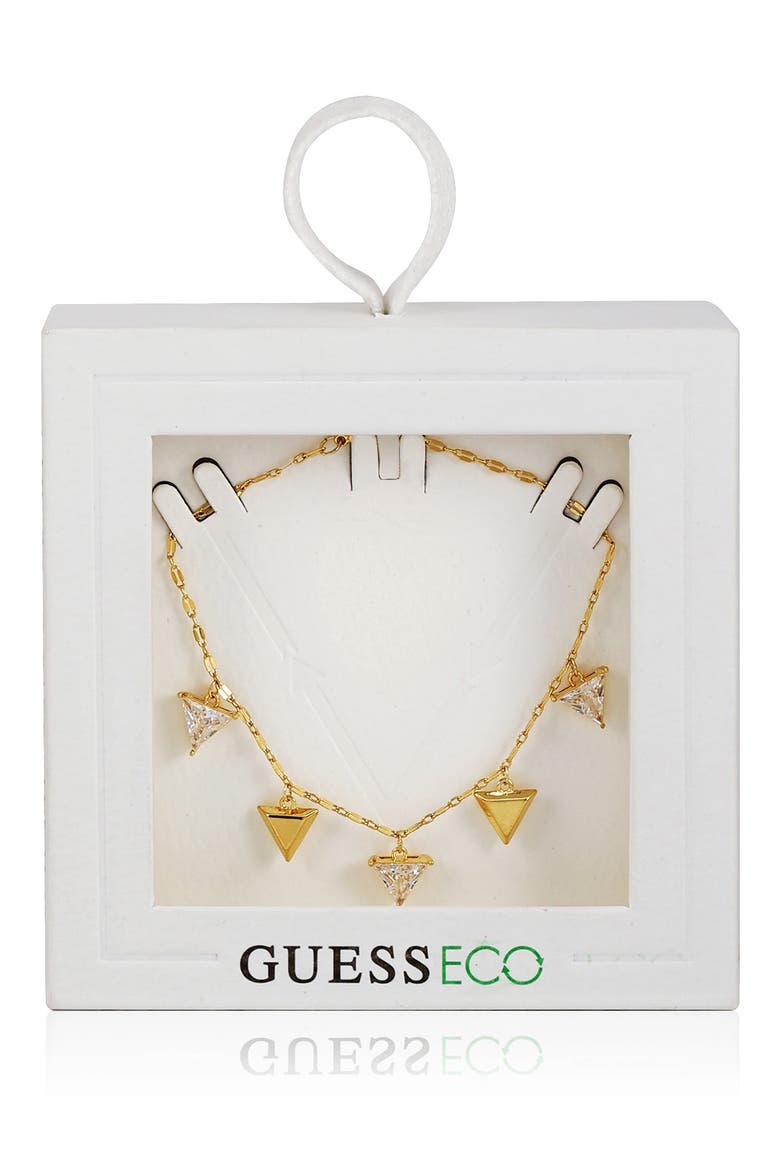 Cubic Zirconia Triangle Charm Line Bracelet, Main, color, GOLDTONE