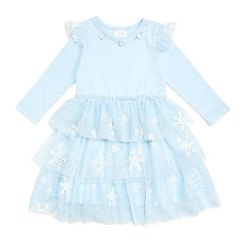 Glitter Snowflake Long Sleeve Tutu Dress (baby)