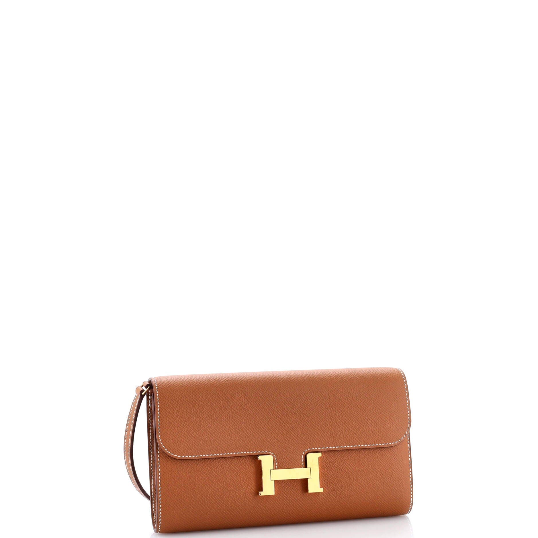Pre-Owned Hermes Constance To Go Wallet Epsom, Alternate, color, Gold
