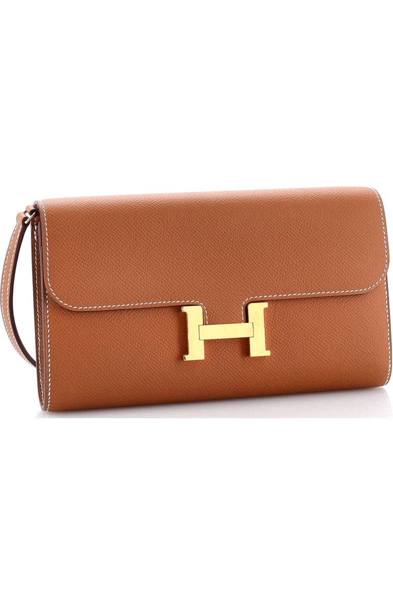 Pre-Owned Hermes Constance To Go Wallet Epsom, Alternate, color, Gold