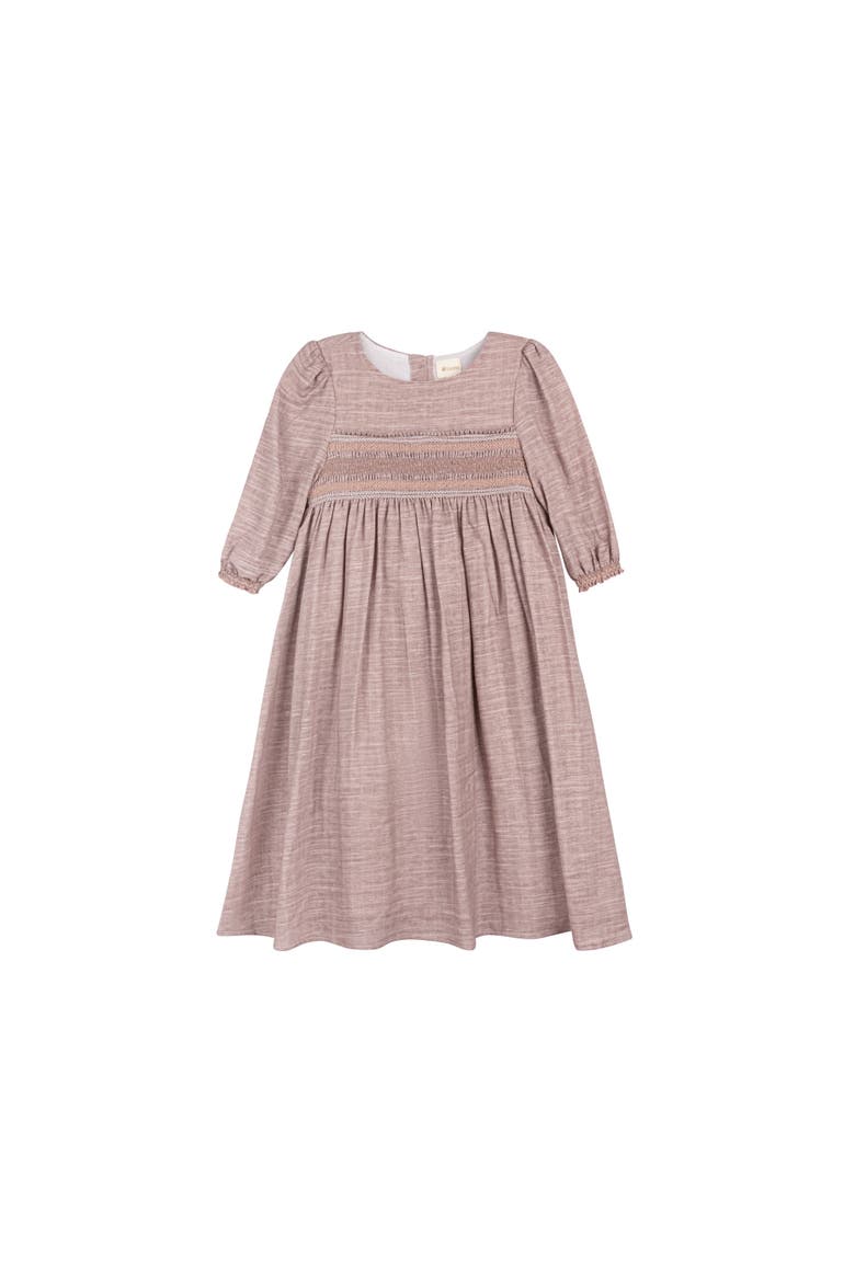 Looms Stitch Collection - 3/4 Smocked Linen Dress, Main, color, Mauve