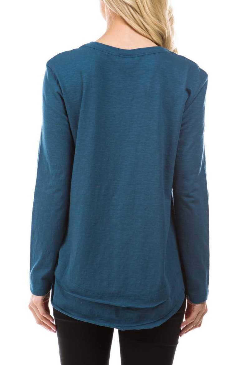 Layered Hem Cotton Slub Top, Alternate, color, TEAL
