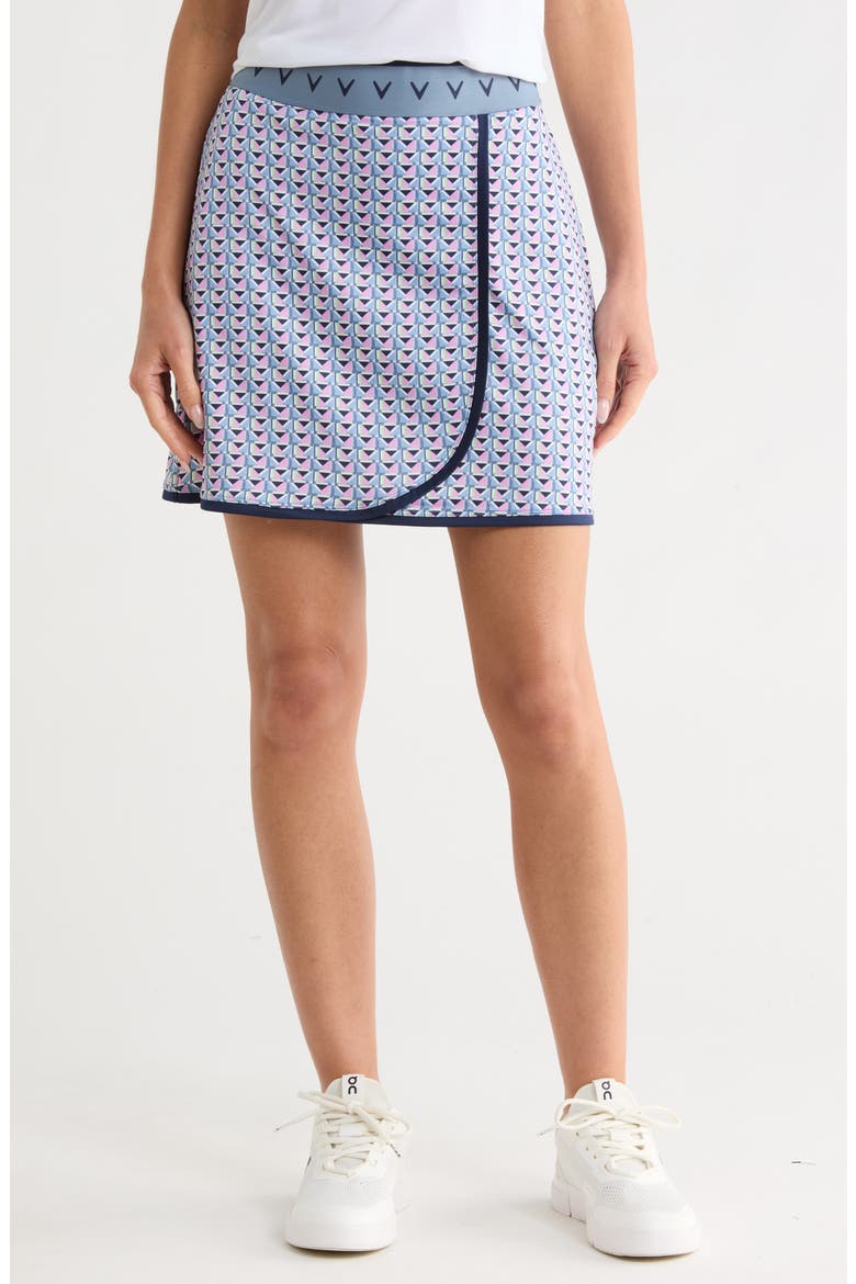 Chevron Geometric Wrap Golf Skort, Main, color, FLINT STONE