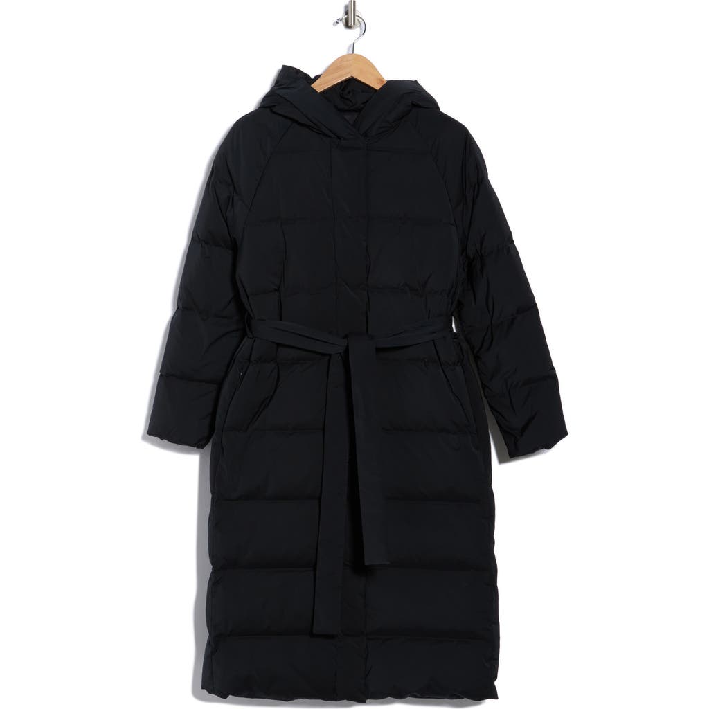 Theory True Hooded Down Coat In Black