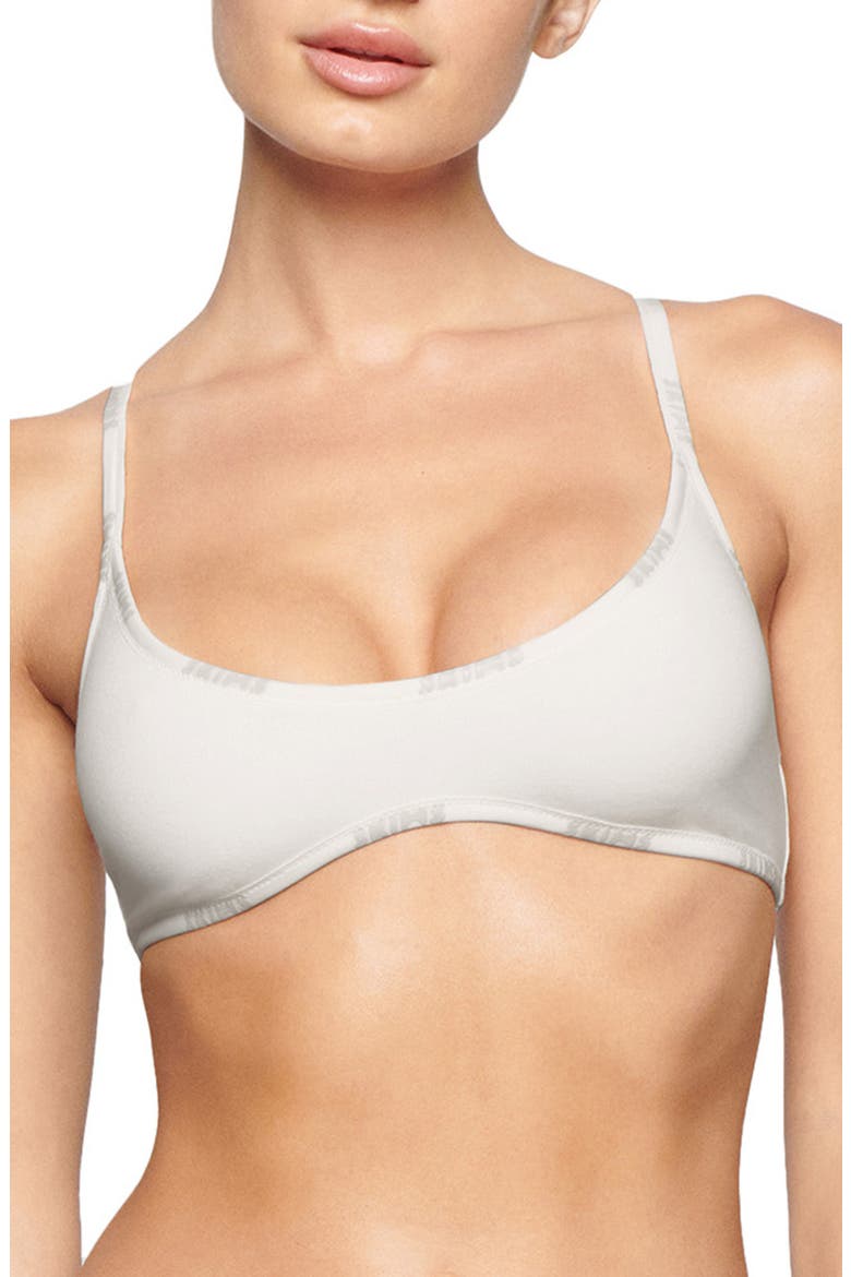 Scoop Neck Cotton Stretch Logo Bralette, Main, color, MARBLE