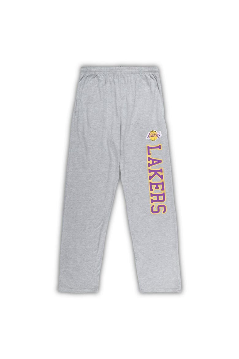 Men's Concepts Sport Purple/Heather Gray Los Angeles Lakers Big & Tall T-Shirt and Pajama Pants Sleep Set, Alternate, color, Purple