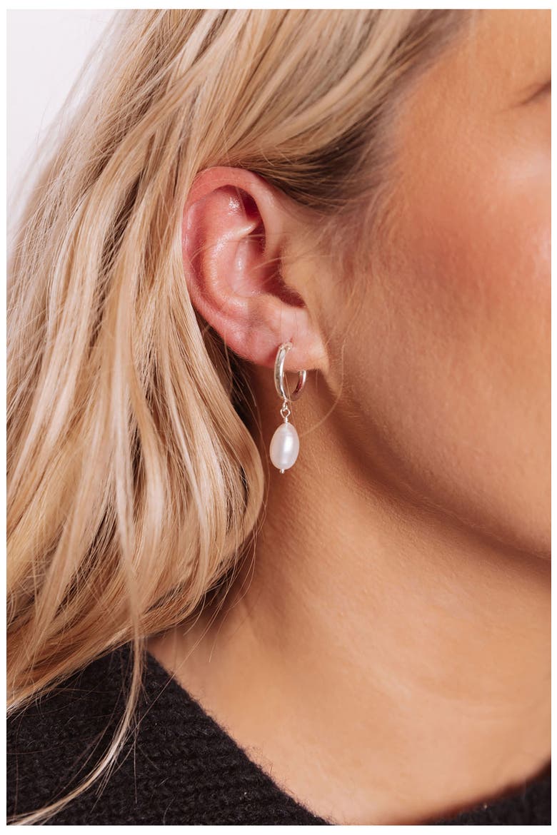 Adelle Keshi Pearl Hoop Earrings, Alternate, color, SILVER