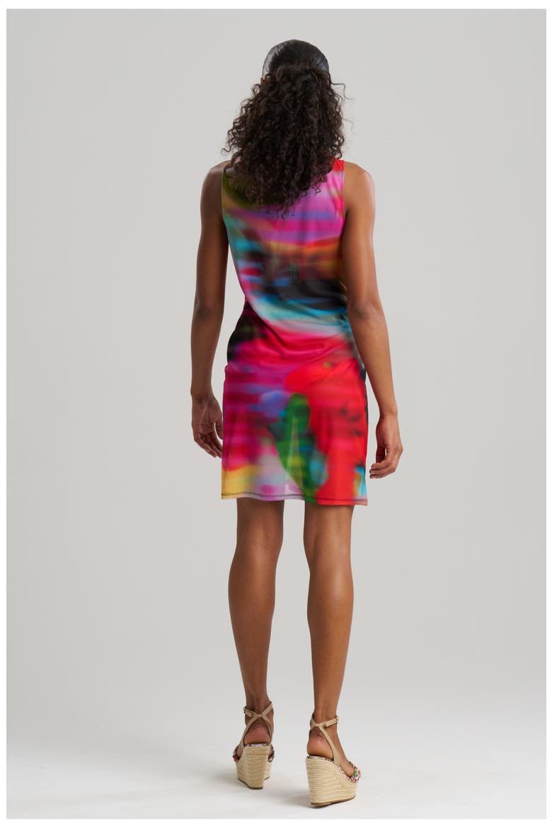 Floral Mirage - Printed Mesh Mini cover-up Dresss, Alternate, color, BLACK/MULTI