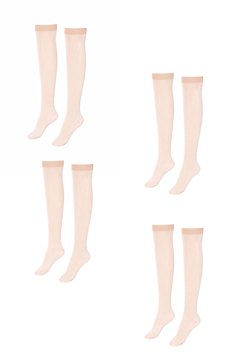 4 Pairs of Glossy Sheer Knee-Highs