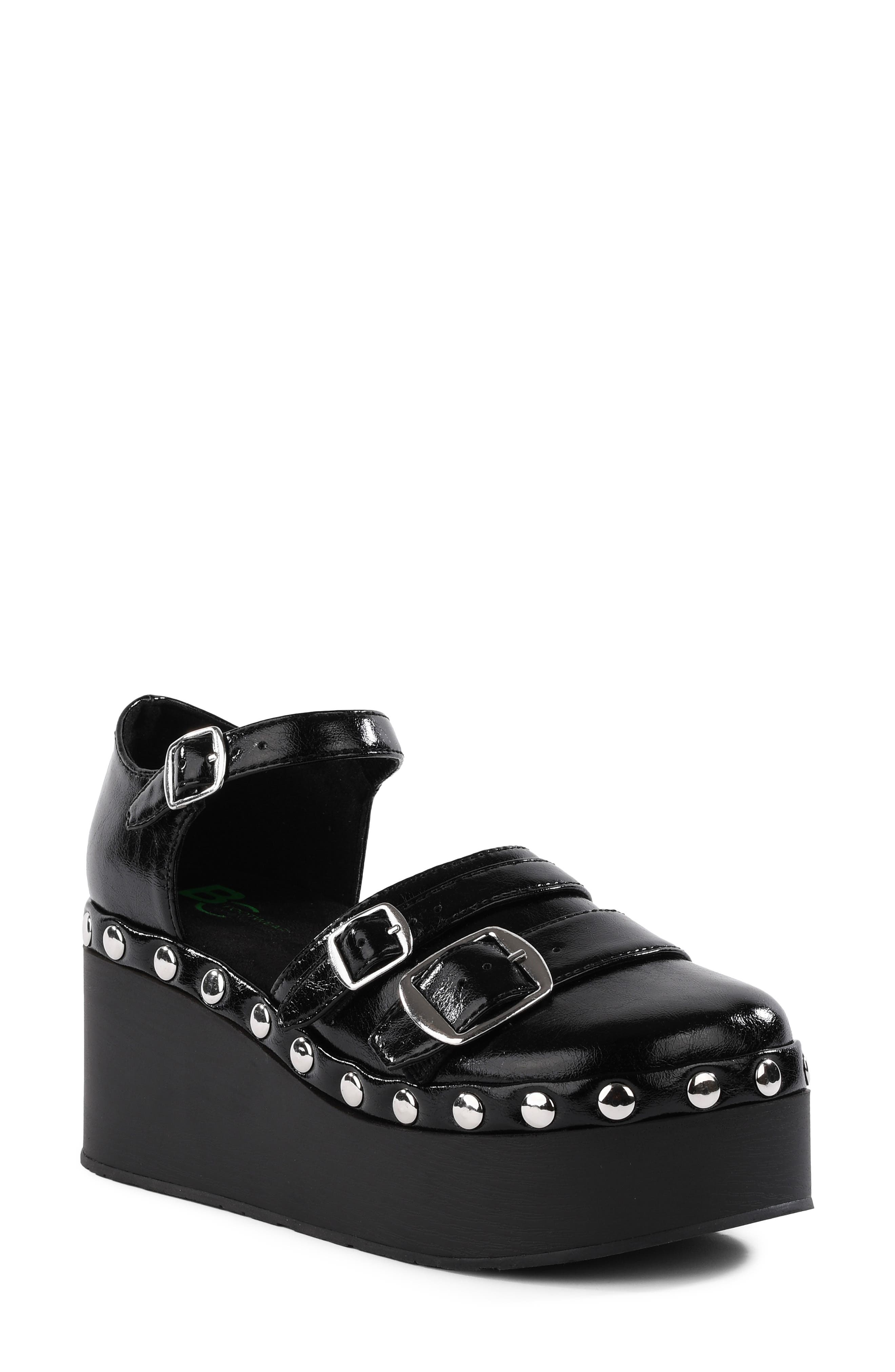 Story of My Life Faux Leather Flatform Sandal, Main, color, BLACK