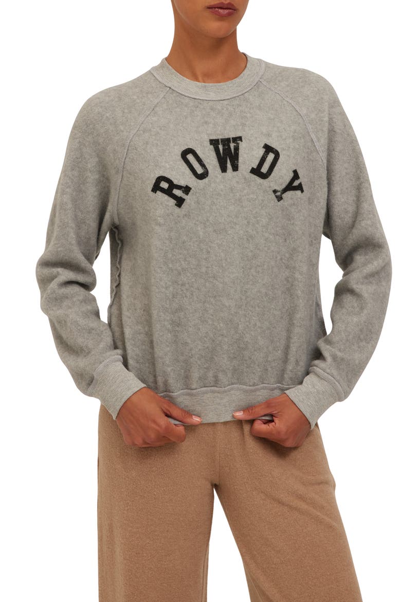 Rowdy Demure Reverse Graphic Sweatshirt, Main, color, HTGREY