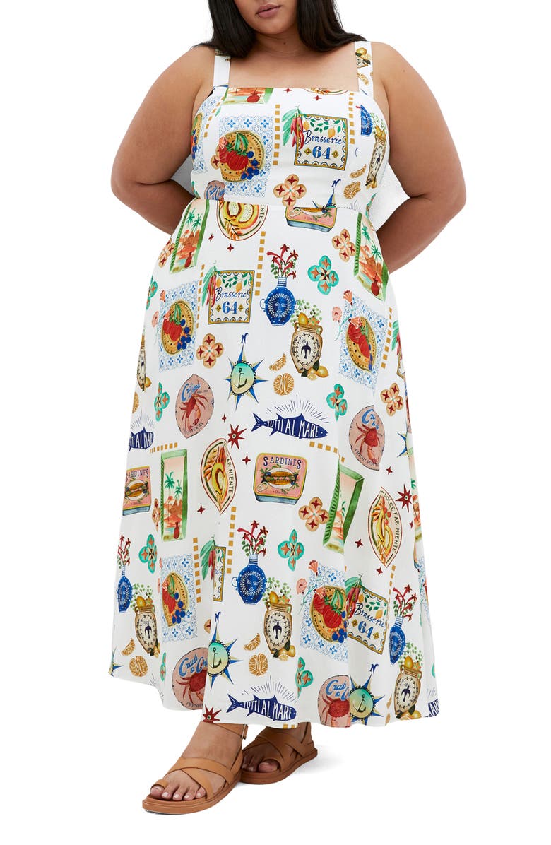 City Chic Capria Print Sleeveless Maxi Dress, Main, color, Capri