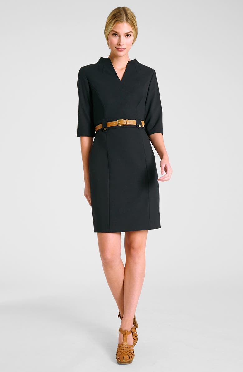 Tahari Belted Stretch Sheath Dress, Main, color, 