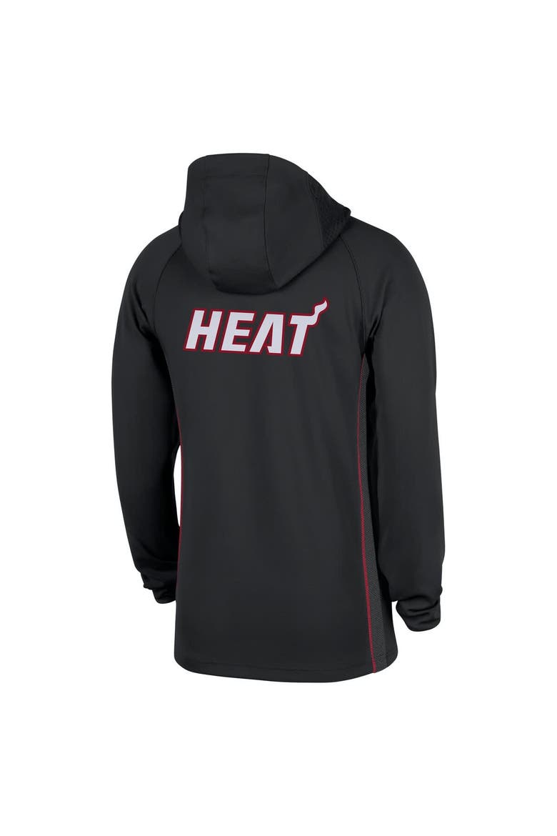 Men's Nike  Black Miami Heat Authentic On Court Zone Quarter-Zip Dri-FIT Hoodie Jacket, Alternate, color, Black