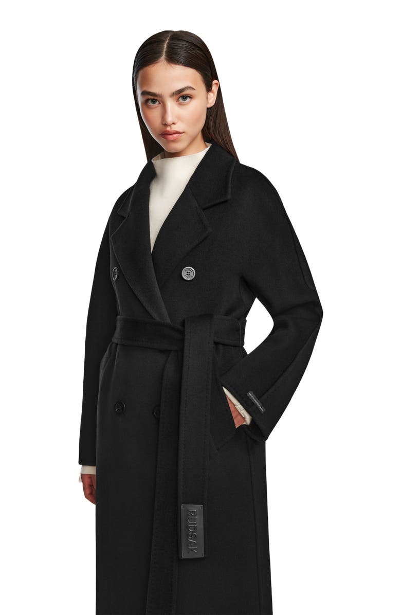 Rudsak KOURT W Women's Black Double-Breasted Wool Coat by RUDSAK, Alternate, color, 