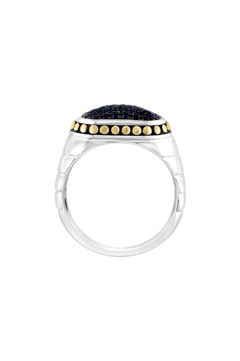 Men's Two-Tone Sapphire Signet Ring, Alternate, color, BLACK