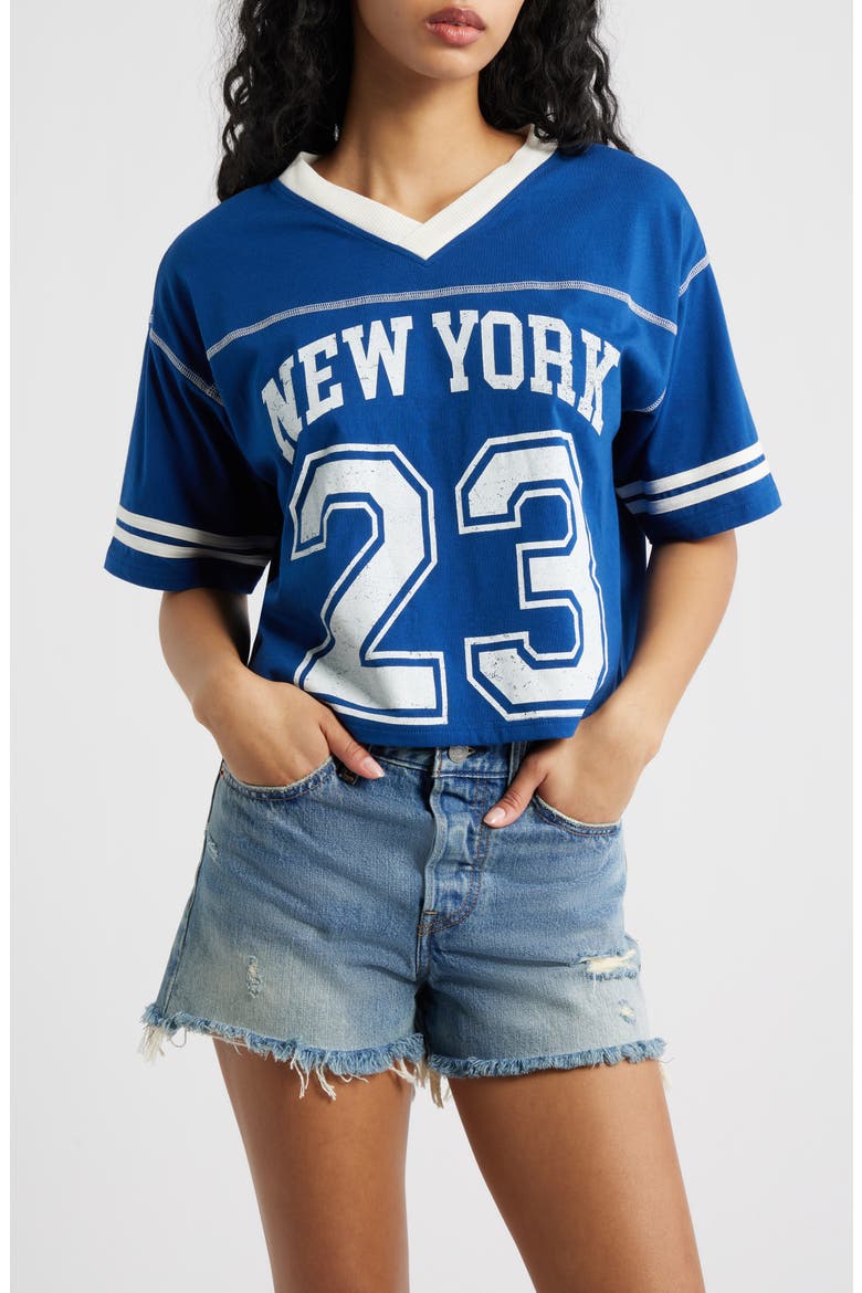 New York 23 Graphic Football T-Shirt, Main, color, NAVY