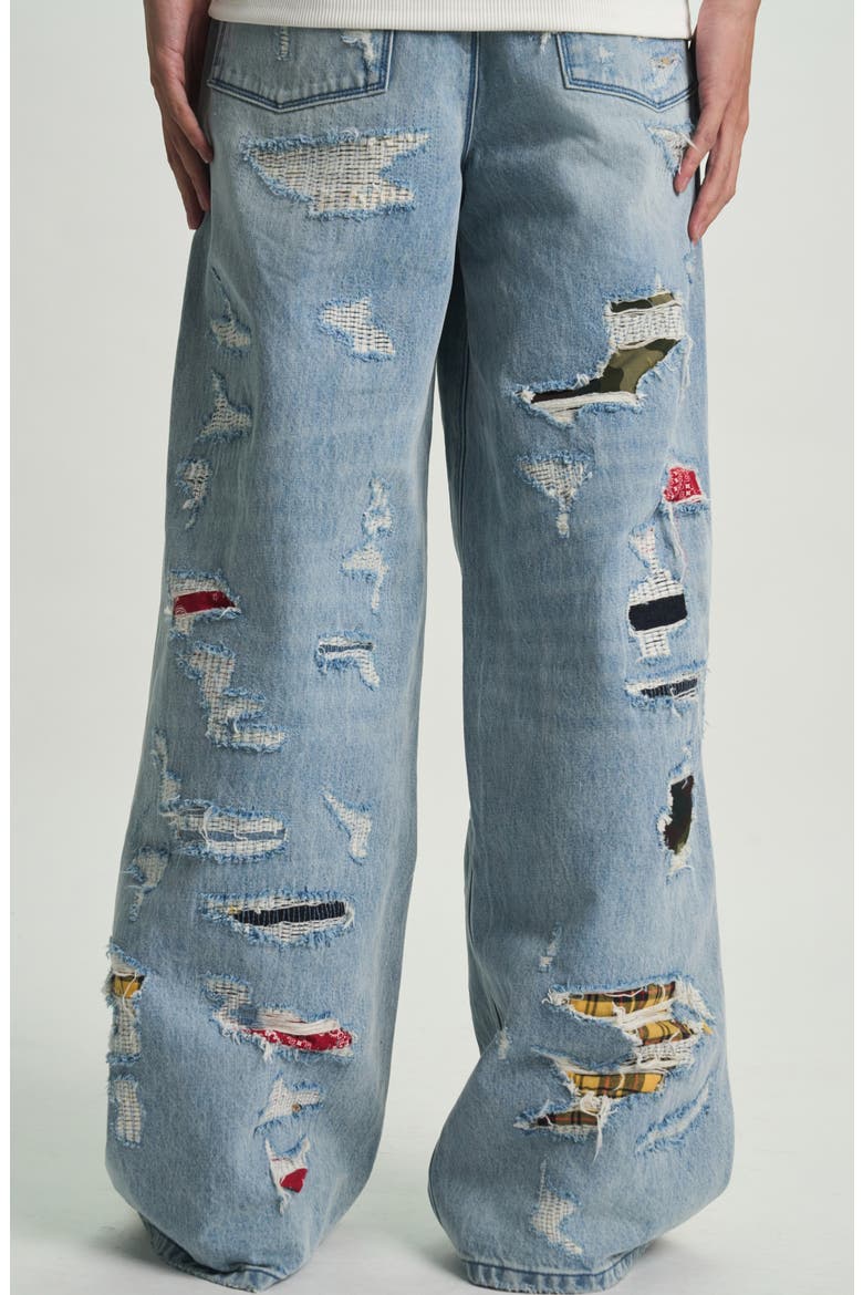 Franco Rip & Repair Wide Leg Jeans, Alternate, color, FRAYED INDIGO