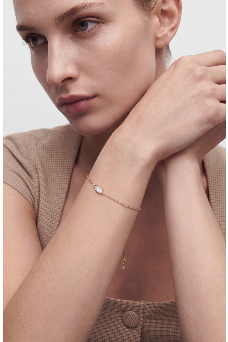 14k Gold Plate Moonstone Slider Bracelet, Alternate, color, WHITE/ GOLD