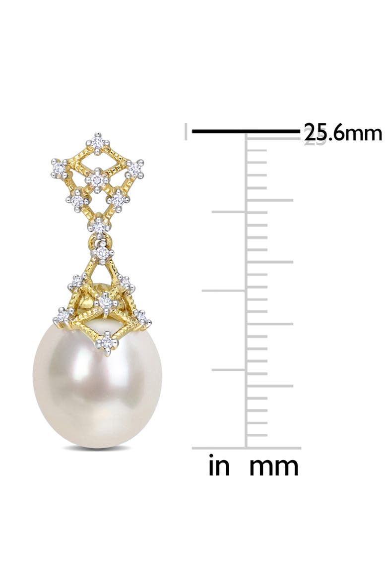 Pearl & Diamond Filigree Drop Earrings 14k, Alternate, color, Yellow Gold