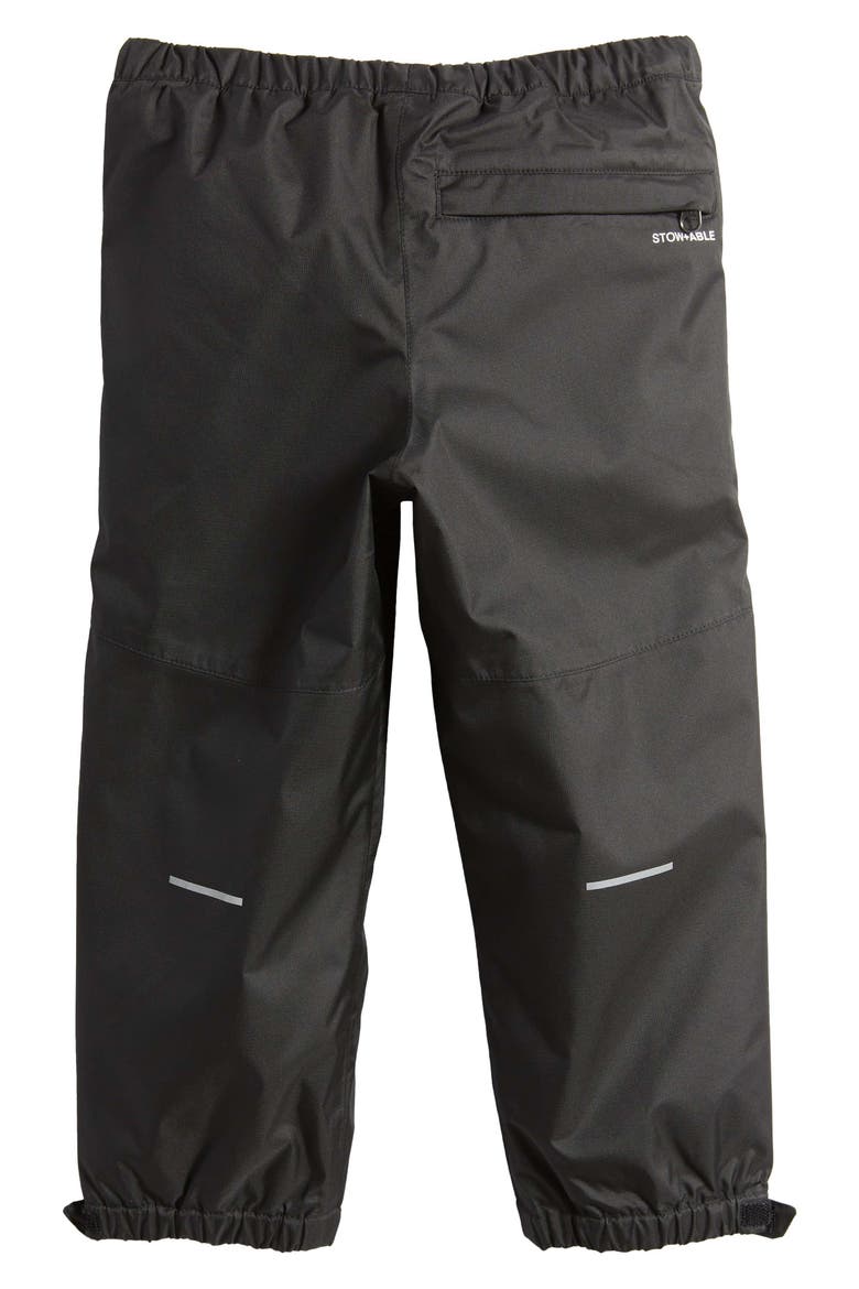 Kids' Antora Waterproof Packable Recycled Polyester Rain Pants, Alternate, color, BLACK
