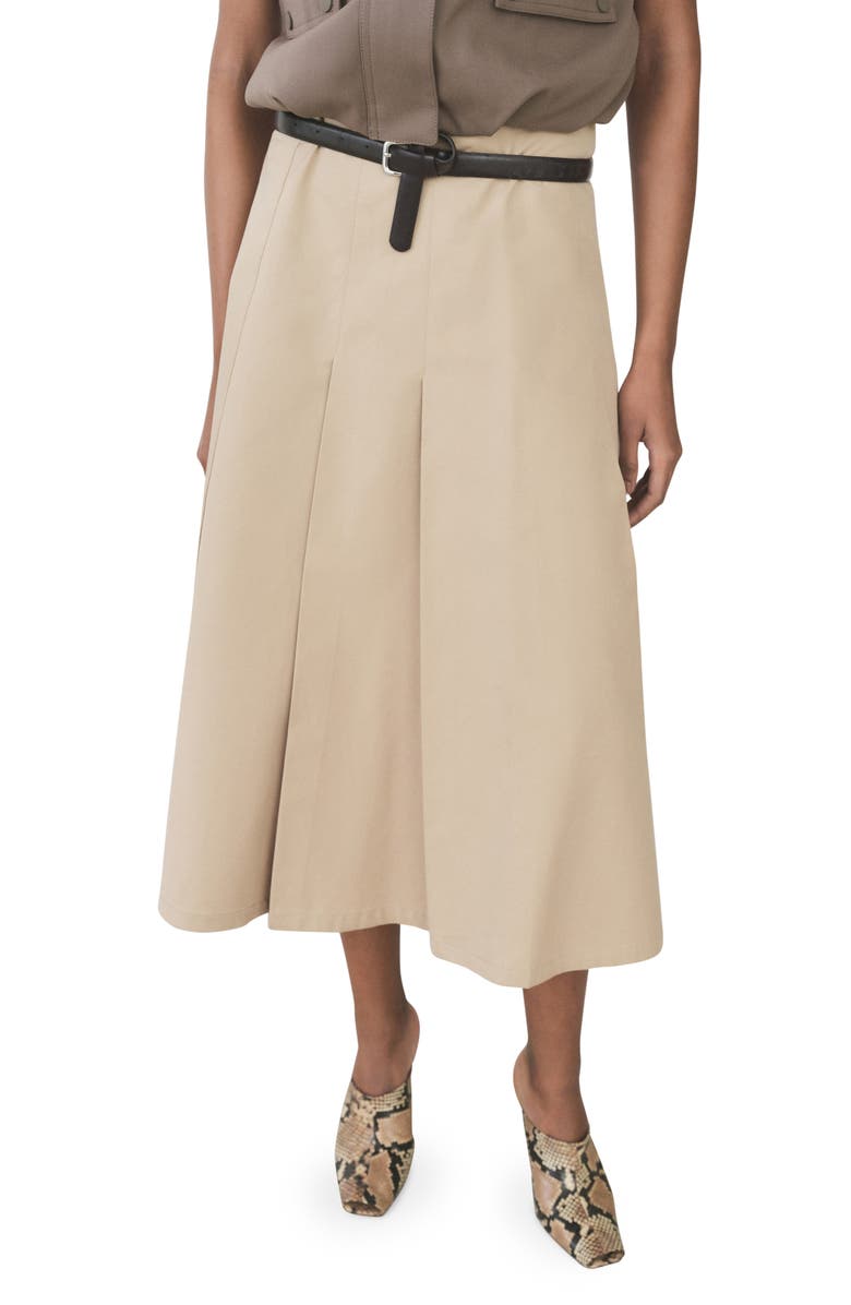 MANGO Pleated Flared Midi Skirt, Main, color,