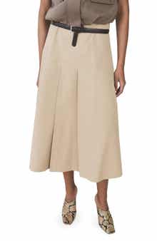 MANGO Pleated Flared Midi Skirt