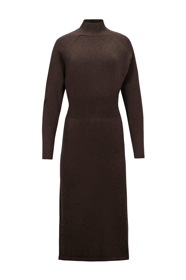 Mock Neck Dolman Sleeve Sweater Dress, Alternate, color, Chocolate Heather