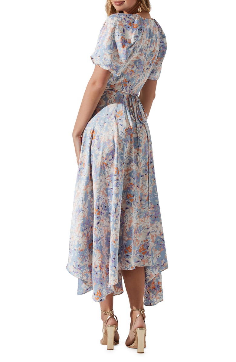 ASTR the Label Floral Puff Sleeve Wrap Dress, Alternate, color, 