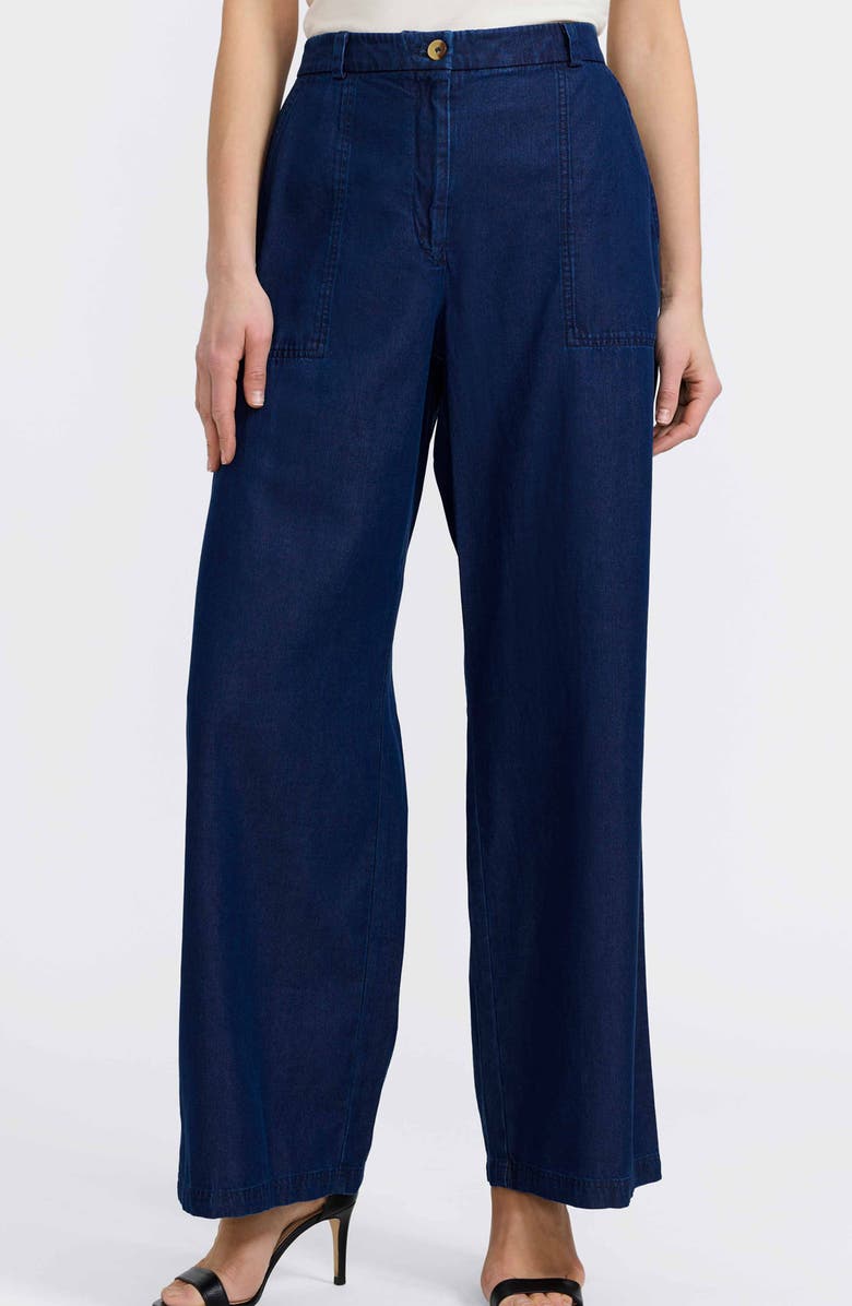 Foxcroft Blaire Wide Leg Denim Pants, Alternate, color, Dark Wash