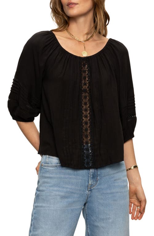 Sanctuary Beach To Bar Lace Inset Top In Black
