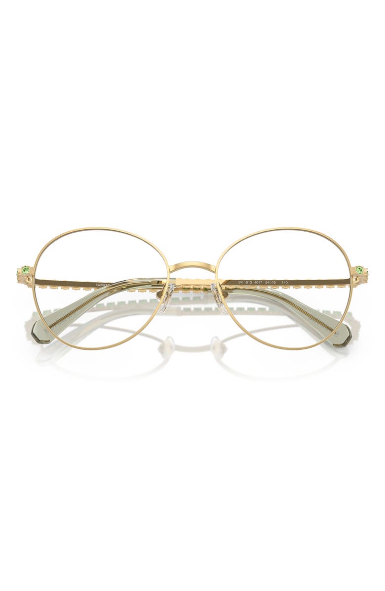 Swarovski 54mm Round Optical Glasses, Alternate, color, Shiny Gold