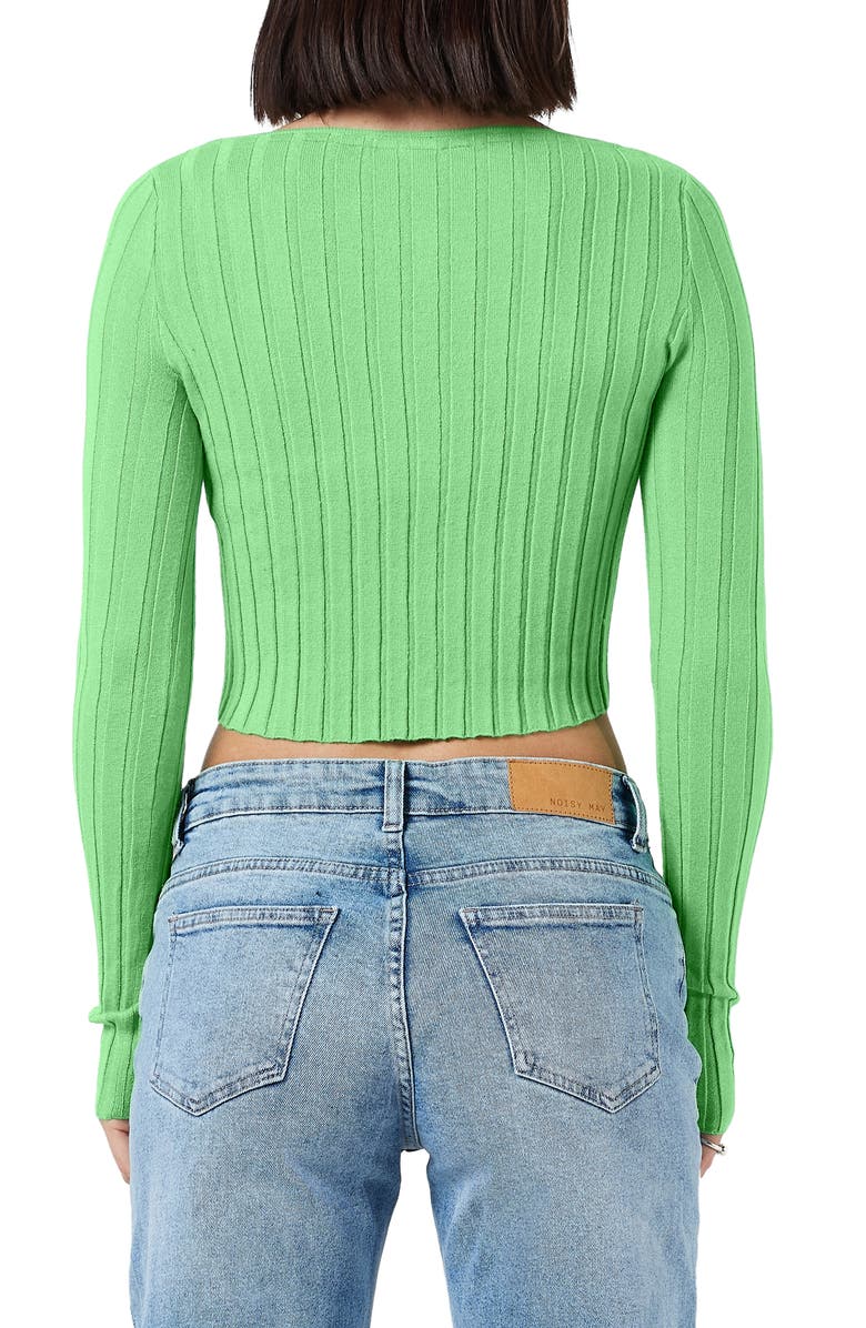 Noisy may Frey Rib Cutout Long Sleeve Crop Cardigan, Alternate, color, 
