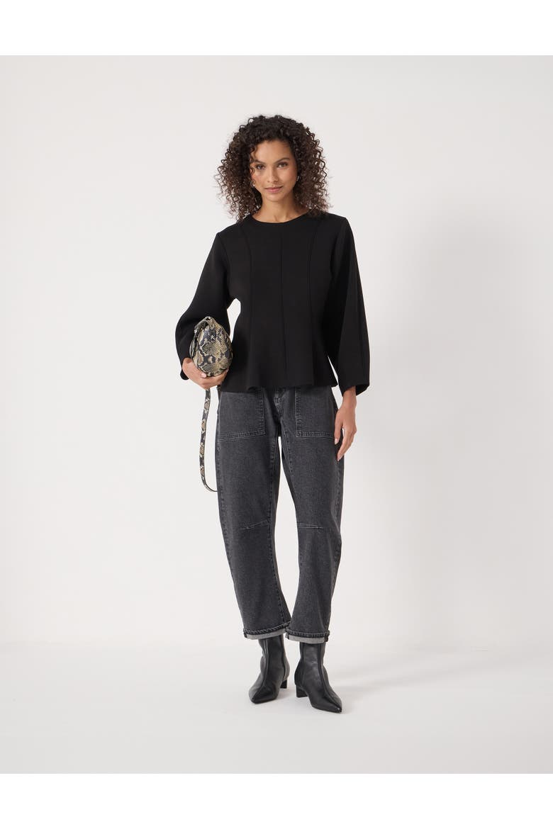 Seam Detail Smart Jersey Top, Alternate, color, Black