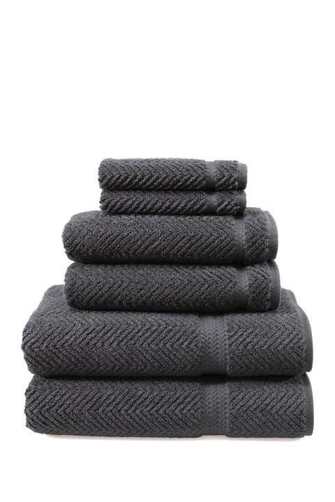 Grey Herringbone 6-Piece Towel Set